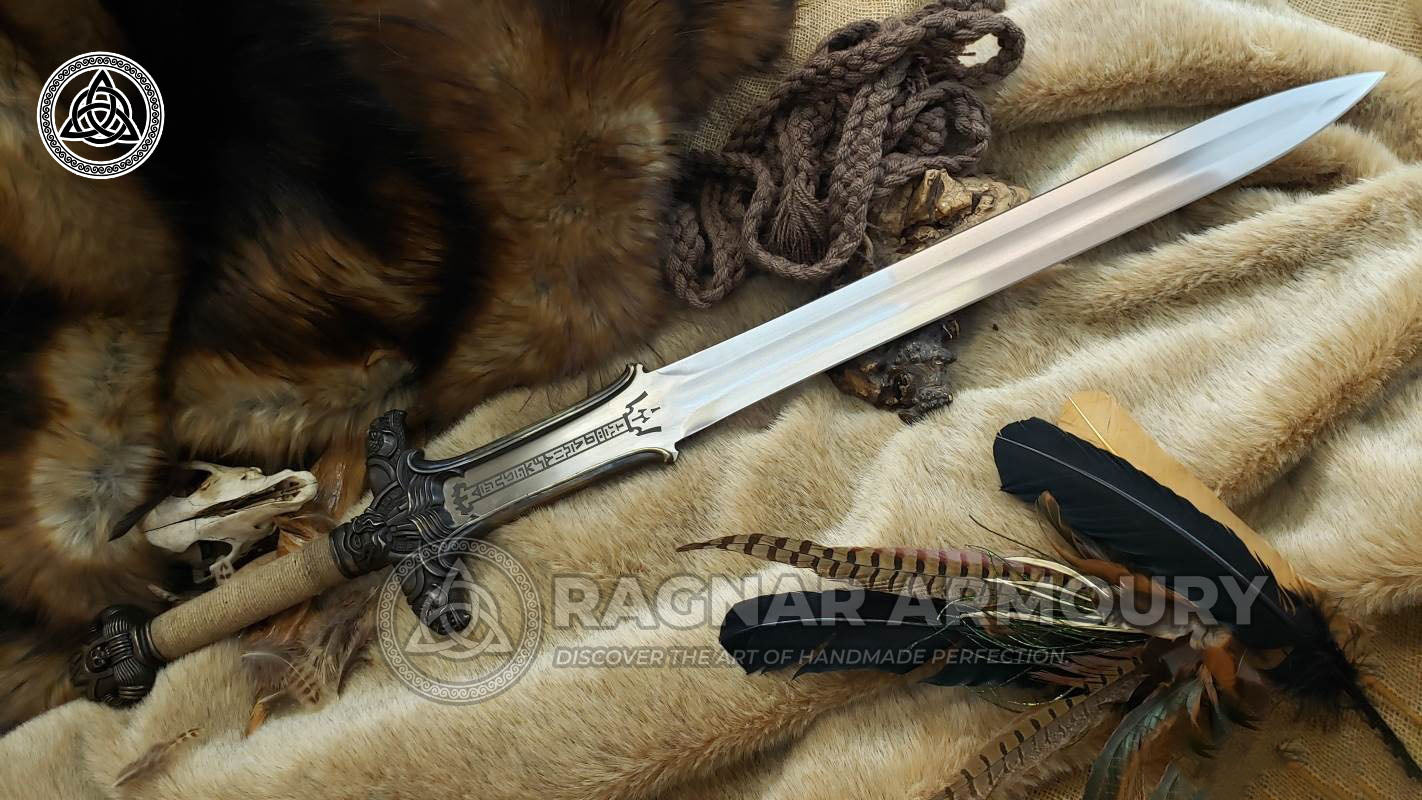 RA-230 Hand Forged Conan The Atlantean Barbarian Sword, Fantasy Sword, Sword, Wall Hanging Sword, Gift For Men - Ragnar Armoury